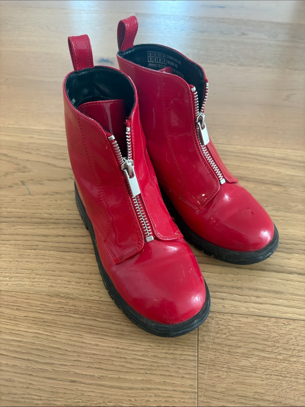 GAP Red Patent Zip-Front Ankle Boots